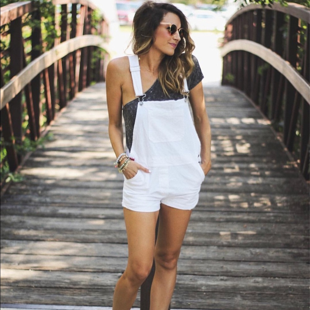 White corduroy overalls